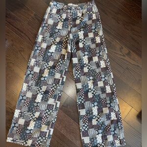 Y2K Low Waisted Wide Leg Patchwork Jeans